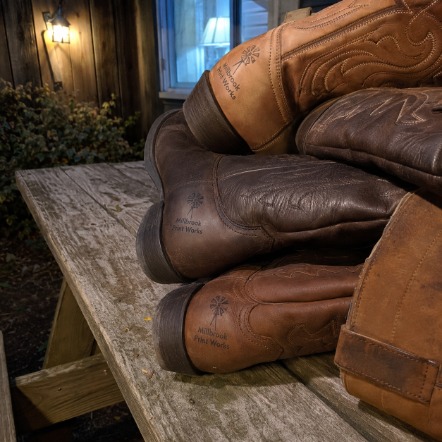 Cowboy boots with logo printing