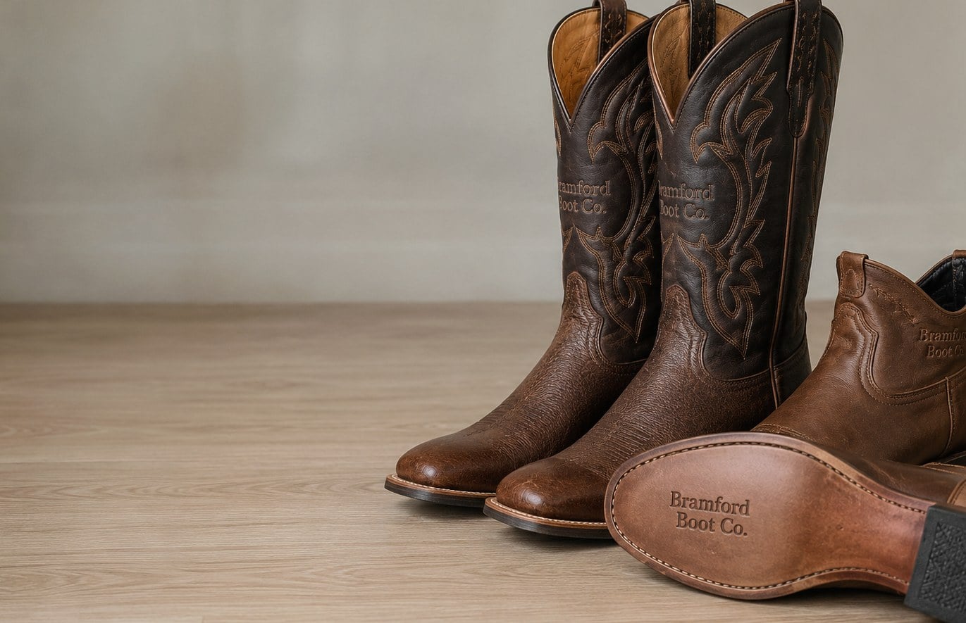 Custom printed cowboy boots with logo